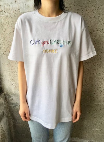 画像1: CUM yes GARCONS  TEE  (マルチカラー刺繍）