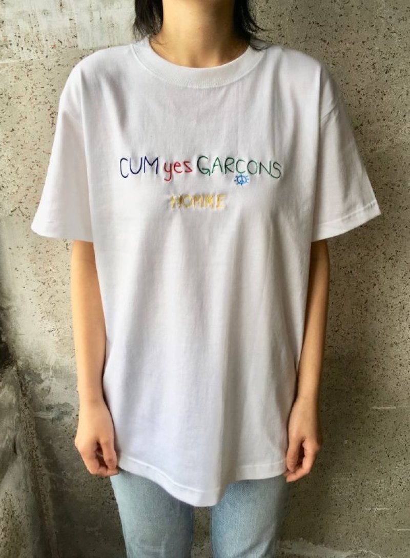 画像1: CUM yes GARCONS TEE (マルチカラー刺繍)