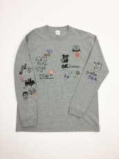 画像2: His scribble  L/S TEE (MIX GREY) (2)